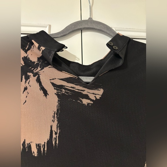 Black mesh floral dress with beige flowers long sleeve maxi women’s SML NWOT - Picture 8 of 13